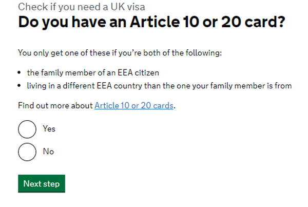 Bạn có thẻ cư trú Article 10 hoặc 20 không?