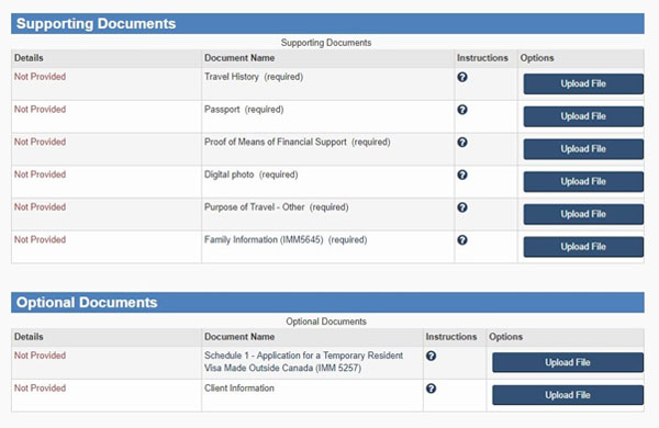 Màn hình hiển thị khi nộp hồ sơ xin visa Canada online Màn hình hiển thị khi nộp hồ sơ xin visa Canada online